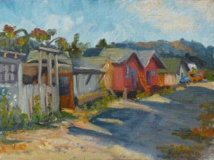 Shacks, Sausalito, oil on canvas