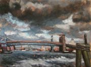 Patricia Melvin, "Brooklyn Bridge, Stormy Sky"